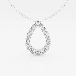 1.0 TCW Round Moissanite Diamond Pear Shape Pendant Necklace - Barbara Maison 