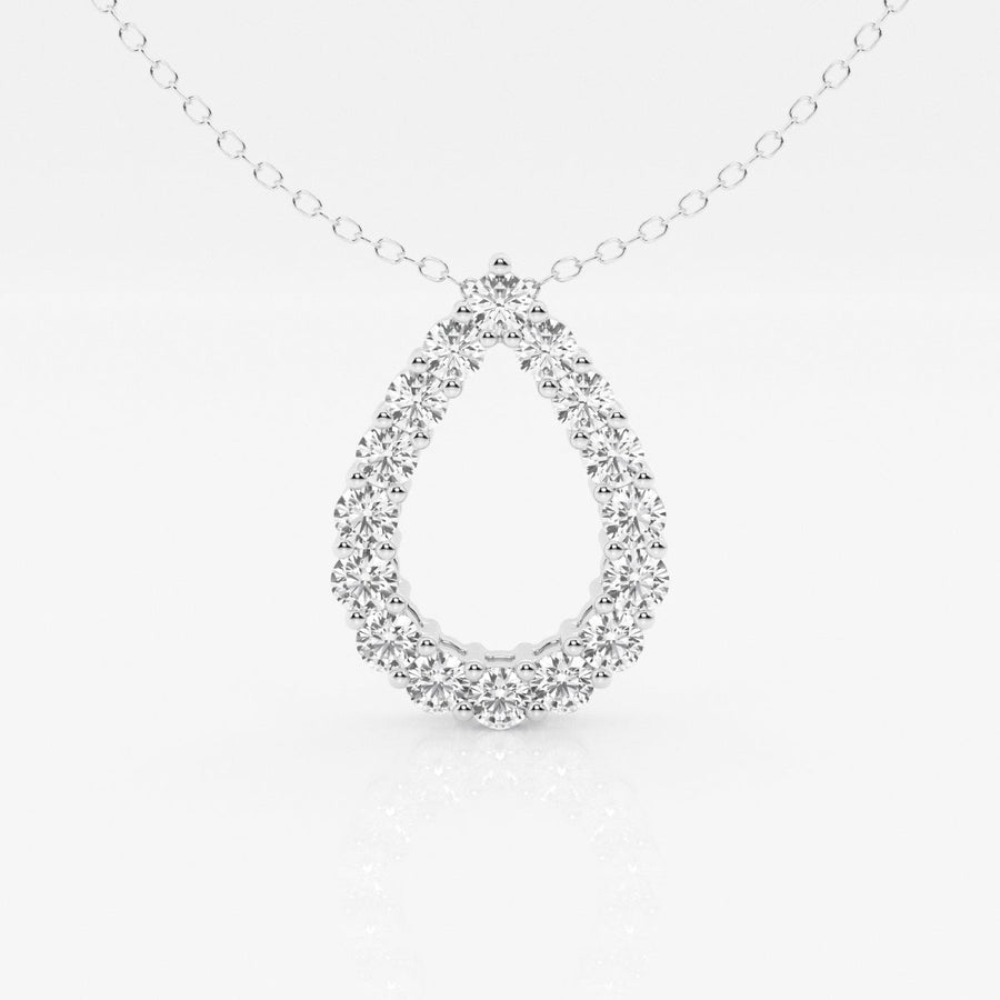 1.0 TCW Round Moissanite Diamond Pear Shape Pendant Necklace - Barbara Maison 