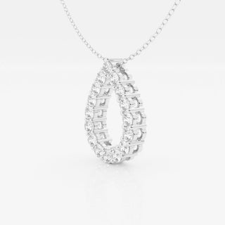 1.0 TCW Round Moissanite Diamond Pear Shape Pendant Necklace - Barbara Maison 