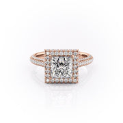 2.08 CT Princess Cut Double Halo Moissanite Engagement Ring - Barbara Maison 