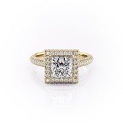 2.08 CT Princess Cut Double Halo Moissanite Engagement Ring - Barbara Maison 