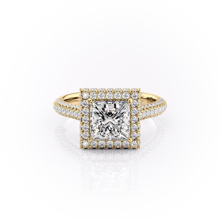 2.08 CT Princess Cut Double Halo Moissanite Engagement Ring - Barbara Maison 