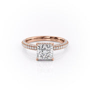 2.08 CT Princess Cut Hidden Halo Pave Setting Moissanite Engagement Ring - Barbara Maison 
