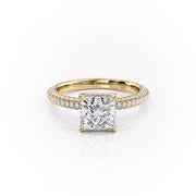 2.08 CT Princess Cut Hidden Halo Pave Setting Moissanite Engagement Ring - Barbara Maison 