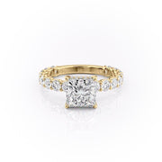 2.08 CT Princess Cut Solitaire Pave Setting Moissanite Engagement Ring - Barbara Maison 