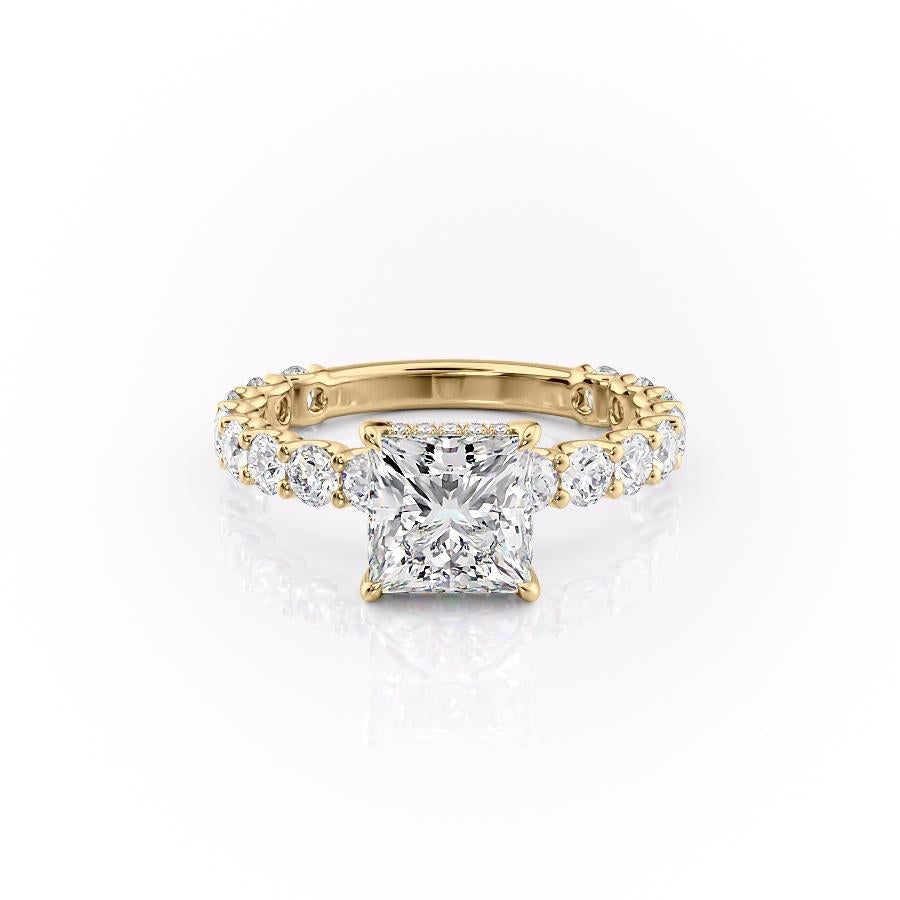2.08 CT Princess Cut Solitaire Pave Setting Moissanite Engagement Ring - Barbara Maison 