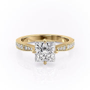 2.08 CT Princess Cut Solitaire Channel Pave Moissanite Engagement Ring - Barbara Maison 