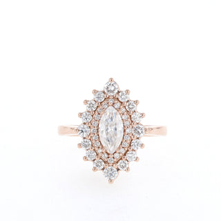 0.47 CT Marquise Double Halo Moissanite Engagement Ring - Barbara Maison 