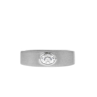 Classic 0.43 CT Oval Moissanite Single Stone Satin-Finish Men's Band - Barbara Maison 