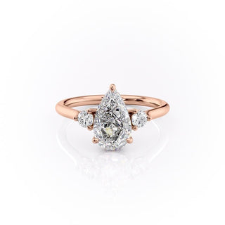 2.0 CT Pear Cut Three Stone Moissanite Engagement Ring - Barbara Maison 