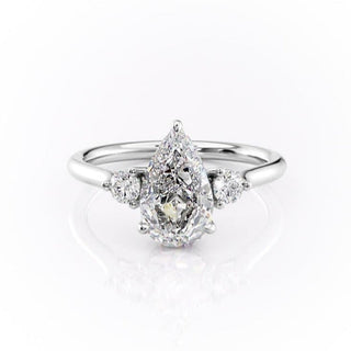 2.0 CT Pear Cut Three Stone Moissanite Engagement Ring - Barbara Maison 