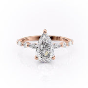 2.0 CT Pear Cut Solitaire Pave Setting Moissanite Engagement Ring - Barbara Maison 