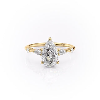 2.0 CT Pear Cut Three Stone Moissanite Engagement Ring - Barbara Maison 