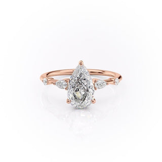 2.0 CT Pear Cut Three Stone Moissanite Engagement Ring - Barbara Maison 