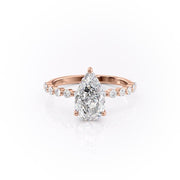 2.0 CT Pear Cut Solitaire Dainty Pave Moissanite Engagement Ring - Barbara Maison 