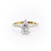 2.0 CT Pear Cut Solitaire Dainty Pave Moissanite Engagement Ring - Barbara Maison 