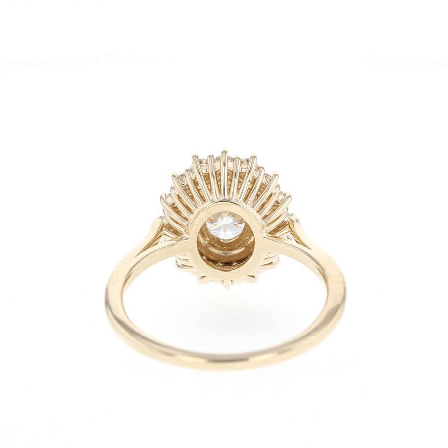 0.84 CT Oval Cut Double Halo Moissanite Engagement Ring - Barbara Maison 