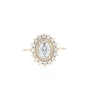0.84 CT Oval Cut Double Halo Moissanite Engagement Ring - Barbara Maison 