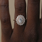 0.84 CT Oval Cut Double Halo Moissanite Engagement Ring - Barbara Maison 