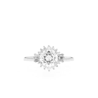 0.88 CT Round Cut Halo Moissanite Engagement Ring - Barbara Maison 