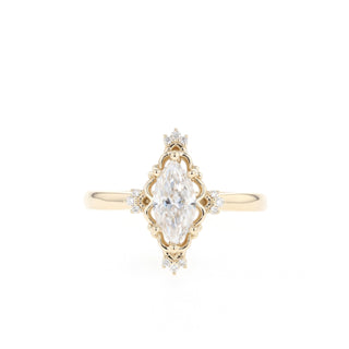 1.91 CT Marquise Cut Cluster Halo Moissanite Engagement Ring - Barbara Maison 