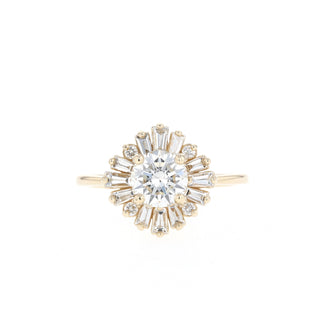 0.88 CT Round Cut Halo Moissanite Engagement Ring - Barbara Maison 