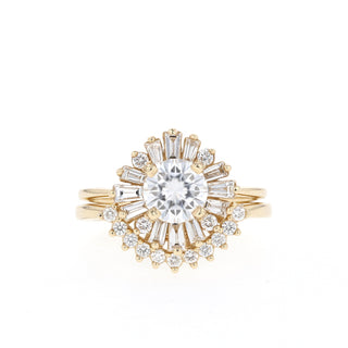 0.88 CT Round Cut Art Deco Moissanite Bridal Ring Set - Barbara Maison 