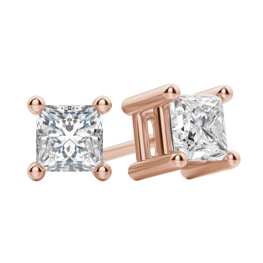 0.50 CT-2.0 CT Princess Solitaire CVD F/VS Diamond Earrings - Barbara Maison 
