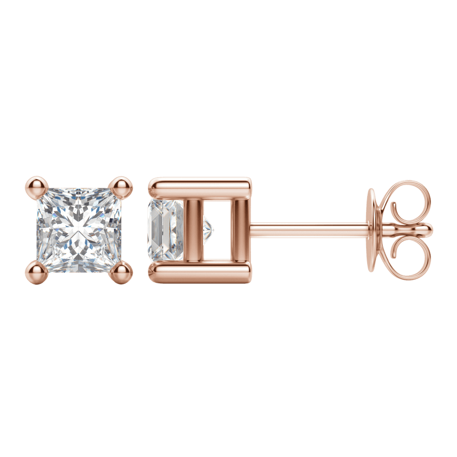 0.50 CT-2.0 CT Princess Solitaire CVD F/VS Diamond Earrings - Barbara Maison 