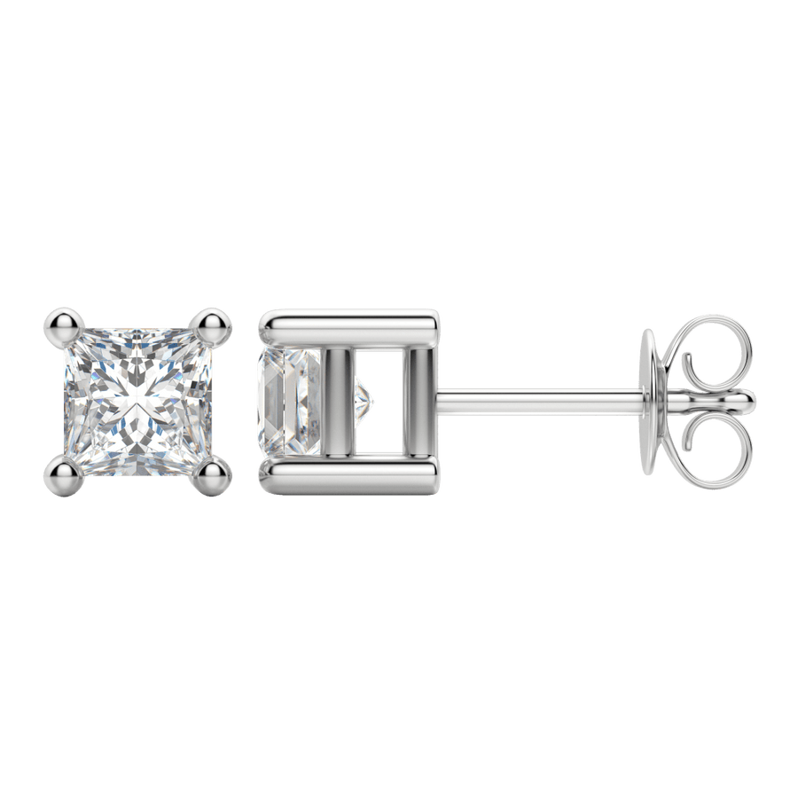 0.50 CT-2.0 CT Princess Solitaire CVD F/VS Diamond Earrings - Barbara Maison 