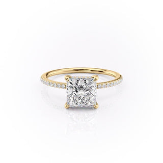 2.08 CT Princess Cut Solitaire Pave Setting Moissanite Engagement Ring - Barbara Maison 