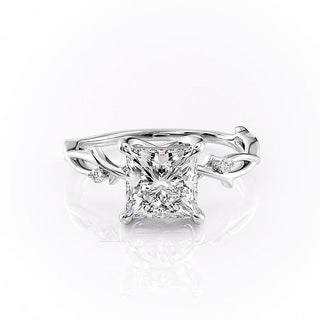 2.08 CT Princess Cut Solitaire Twig Style Moissanite Engagement Ring - Barbara Maison 