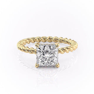 2.51 CT Princess Solitaire & Twisted Band Moissanite Engagement Ring - Barbara Maison 