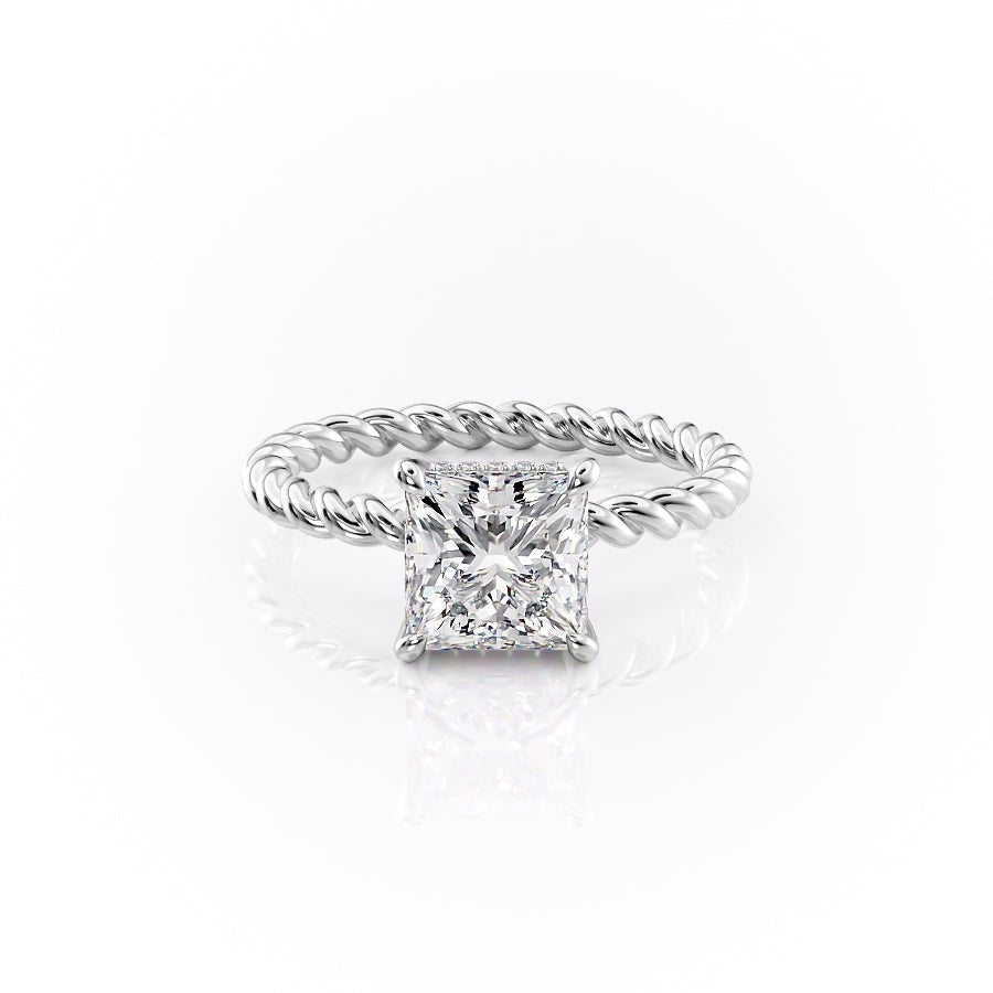 2.51 CT Princess Solitaire & Twisted Band Moissanite Engagement Ring - Barbara Maison 