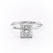 2.08 CT Princess Cut Solitaire Hidden Halo Setting Moissanite Engagement Ring - Barbara Maison 