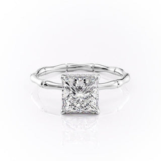 2.08 CT Princess Cut Solitaire Hidden Halo Setting Moissanite Engagement Ring - Barbara Maison 