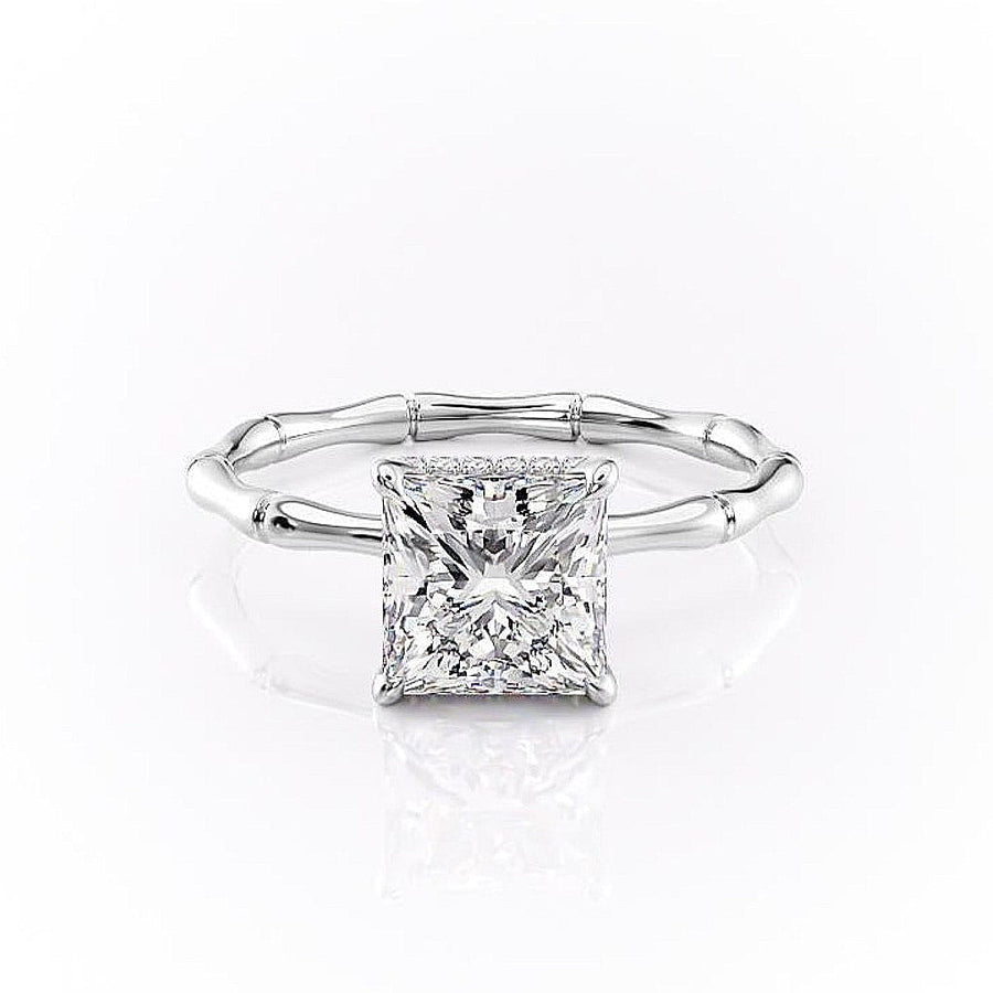 2.08 CT Princess Cut Solitaire Hidden Halo Setting Moissanite Engagement Ring - Barbara Maison 