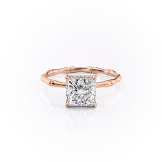 2.08 CT Princess Cut Solitaire Hidden Halo Setting Moissanite Engagement Ring - Barbara Maison 