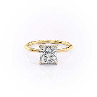 2.08 CT Princess Cut Solitaire Hidden Halo Setting Moissanite Engagement Ring - Barbara Maison 