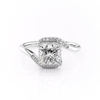 2.08 CT Princess Cut Solitaire Bypass Setting Moissanite Engagement Ring - Barbara Maison 