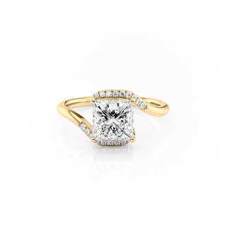 2.08 CT Princess Cut Solitaire Bypass Setting Moissanite Engagement Ring - Barbara Maison 