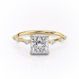 2.08 CT Princess Solitaire Dainty Style Moissanite Engagement Ring - Barbara Maison 