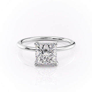 2.08 CT Princess Cut Solitaire Hidden Halo Setting Moissanite Engagement Ring - Barbara Maison 