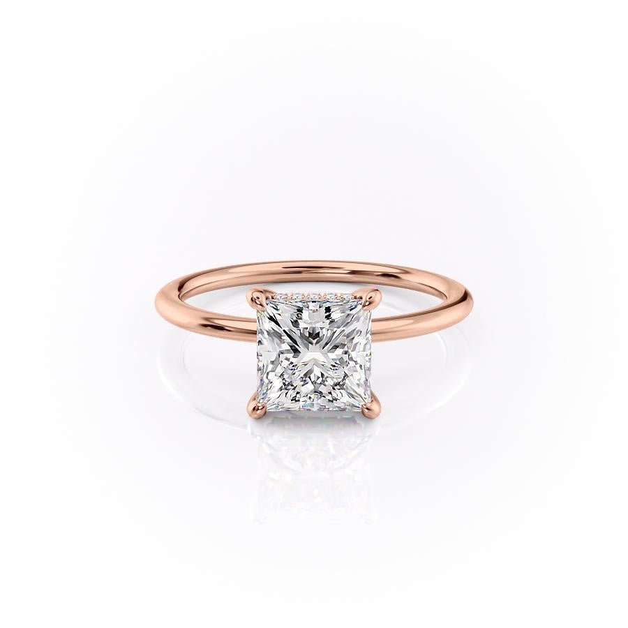 2.08 CT Princess Cut Solitaire Hidden Halo Setting Moissanite Engagement Ring - Barbara Maison 