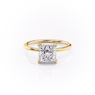 2.08 CT Princess Cut Solitaire Hidden Halo Setting Moissanite Engagement Ring - Barbara Maison 