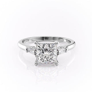 2.08 CT Princess Cut Three Stone Moissanite Engagement Ring - Barbara Maison 