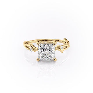 2.08 CT Princess Cut Solitaire Twig Style Moissanite Engagement Ring - Barbara Maison 