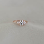 0.92 CT Emerald Cut 3 Stones Moissanite Engagement Ring - Barbara Maison 