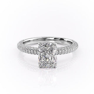 2.1 CT Radiant Cut Hidden Halo Triple Pave Moissanite Engagement Ring - Barbara Maison 