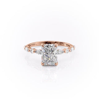 2.1 CT Radiant Cut Solitaire Pave Setting Moissanite Engagement Ring - Barbara Maison 